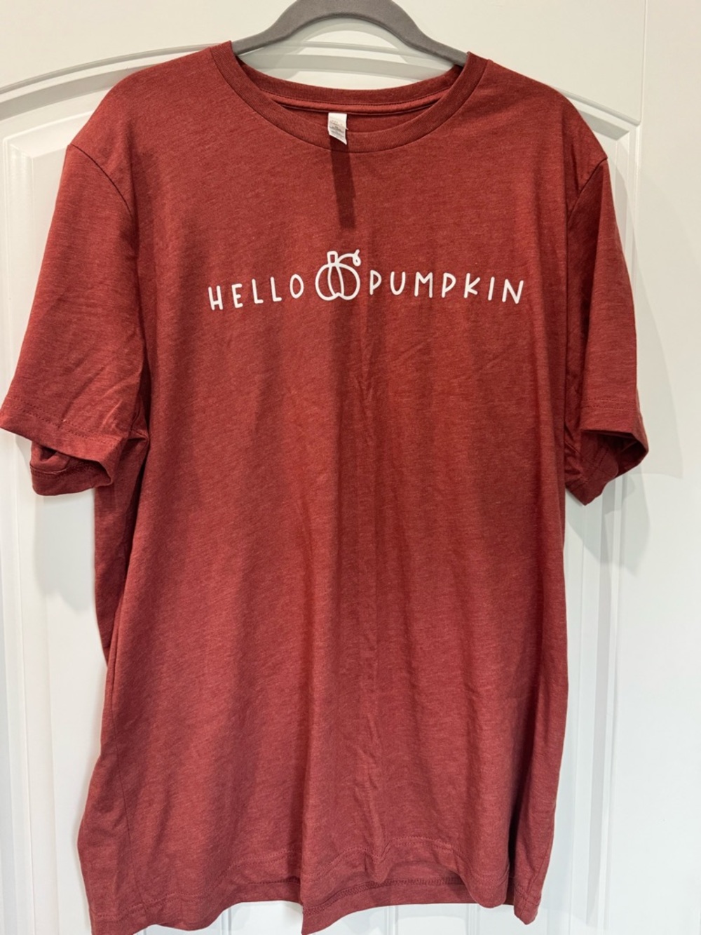 Hello Pumpkin Women’s Graphic Tee XL Bella Canvas Fall Shirt Autumn Orange
